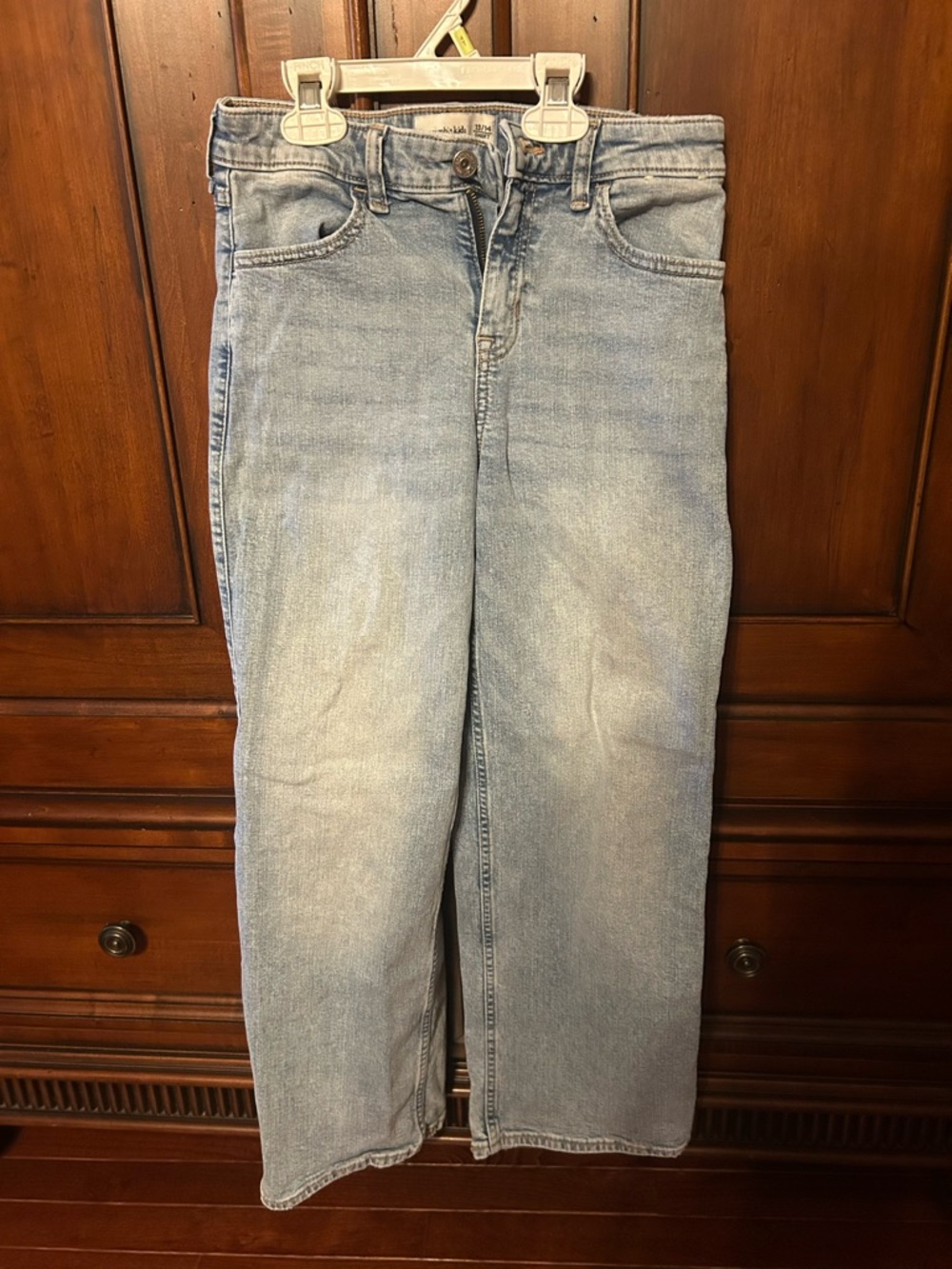 abercrombie kids light blue girls 13/14 short, high-rise wide leg jeans